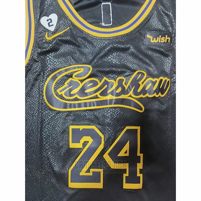 Camiseta Los Angeles Lakers Kobe Bryant #24 Crenshaw Black Mamba Negro